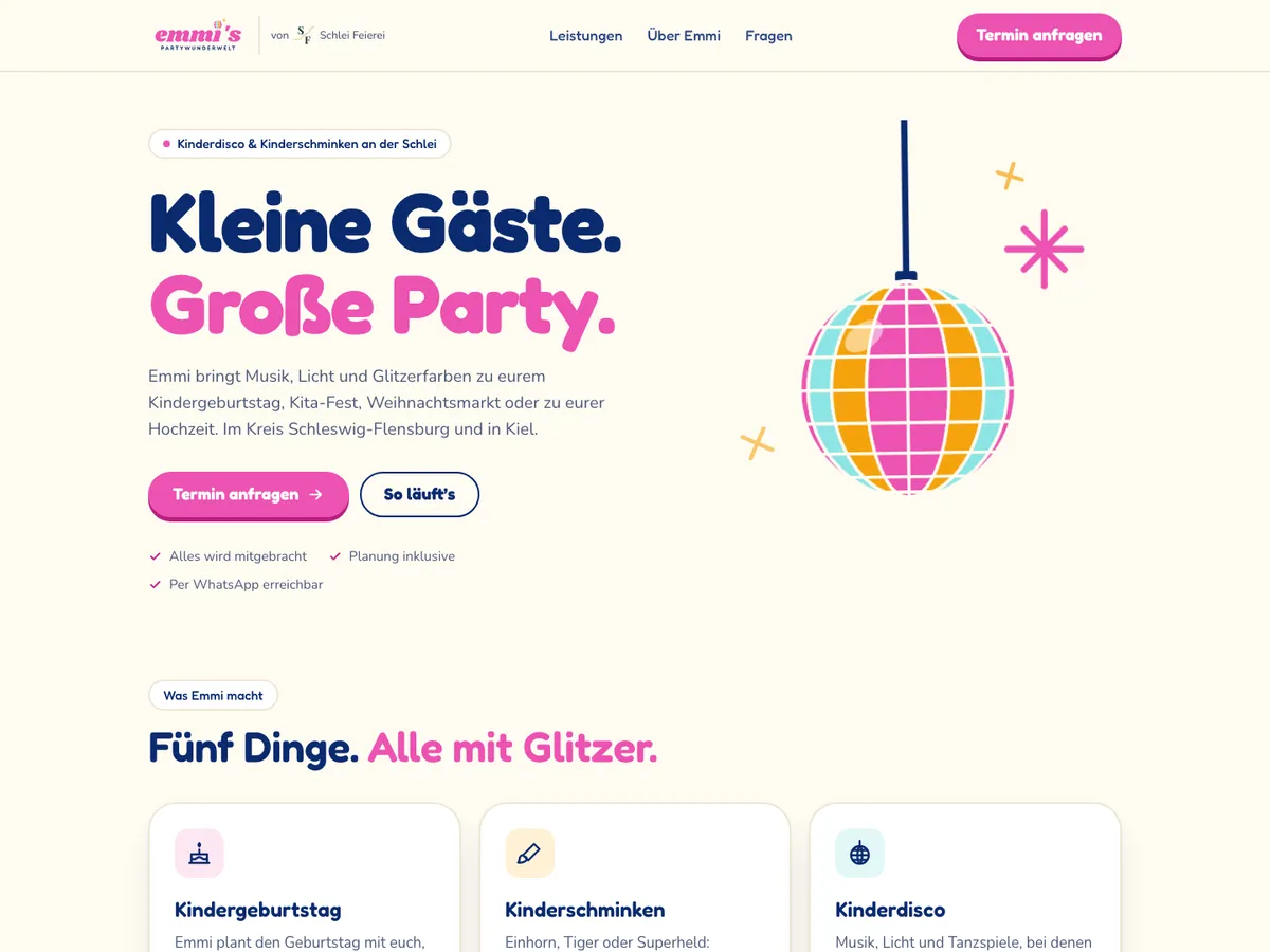 Startseite von Emmi’s Partywunderwelt: Kleine Gäste. Große Party.