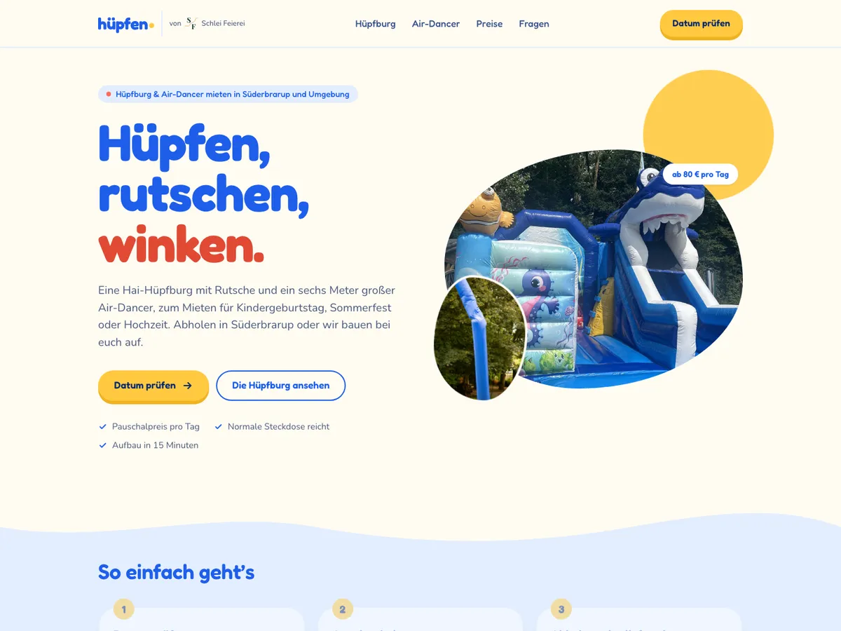 Startseite von hüpfen.: Hüpfen, rutschen, winken.